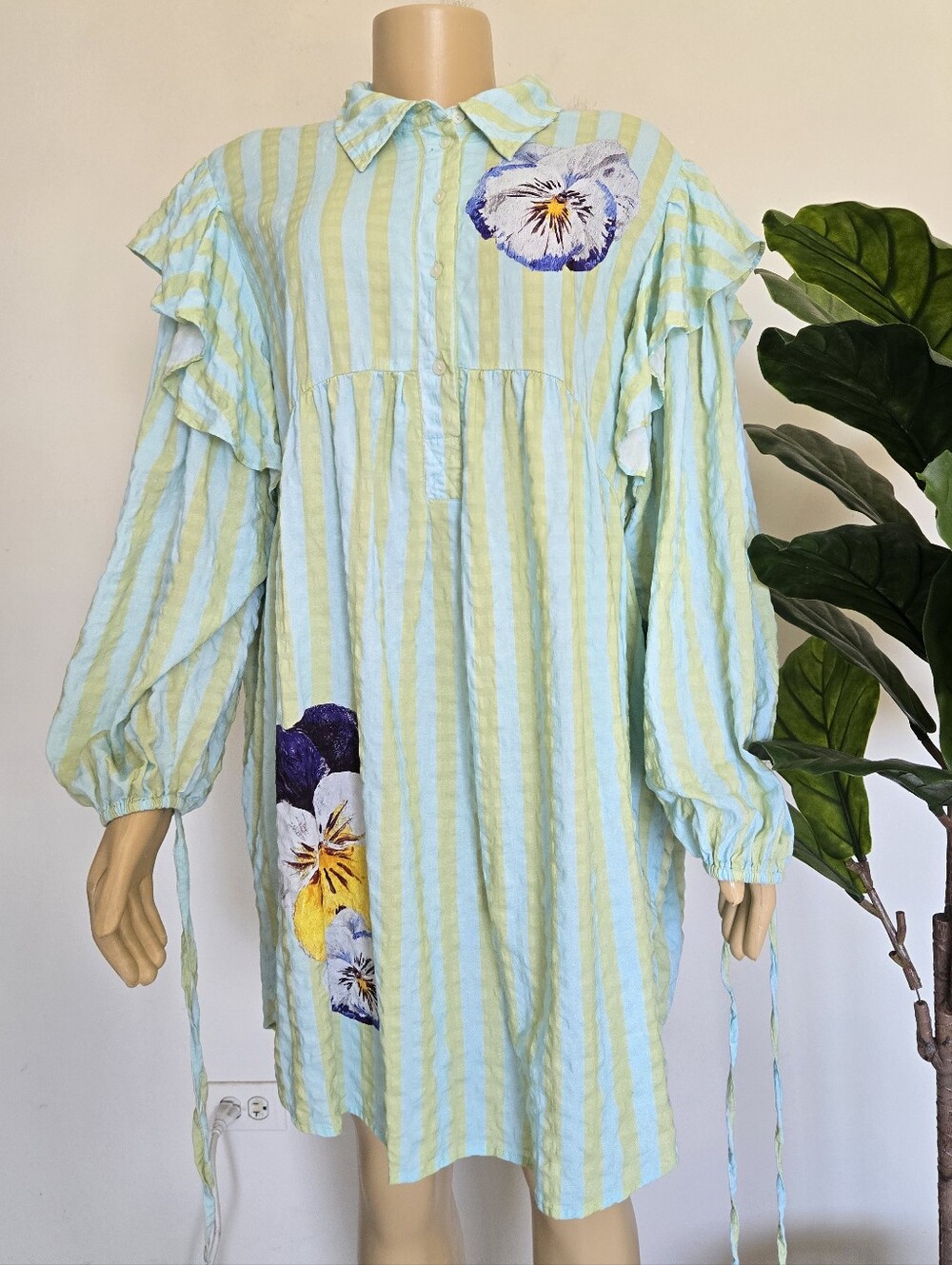 Anthropologie LyreBird x Nay Bellamy Long-Sleeve Popover Mini Dress Size XL